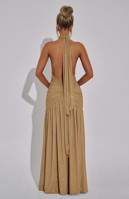 Melania Maxi Dress - Gold Sparkle