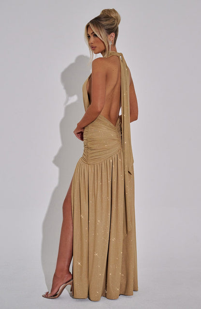 Melania Maxi Dress - Gold Sparkle