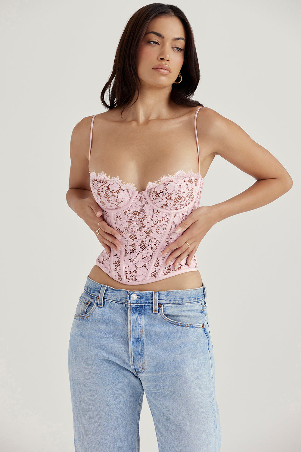 Manon Corset Dentelle Rose