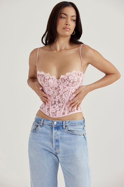 Manon Corset Dentelle Rose
