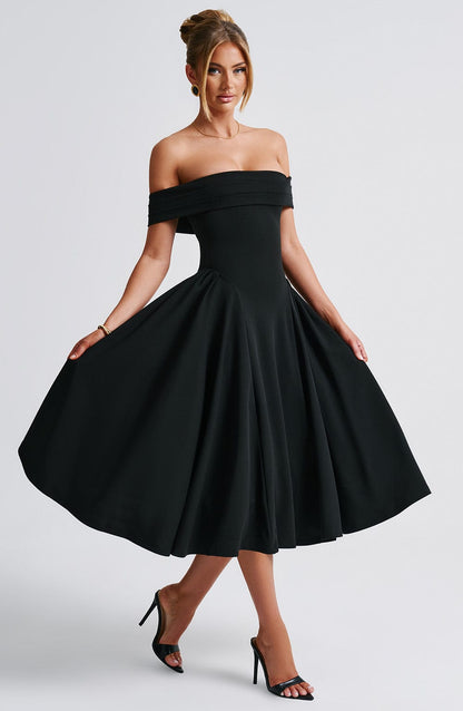 Robe mi-longue Miranda - Noir