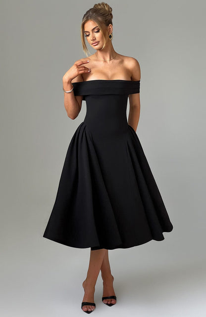 Robe mi-longue Miranda - Noir