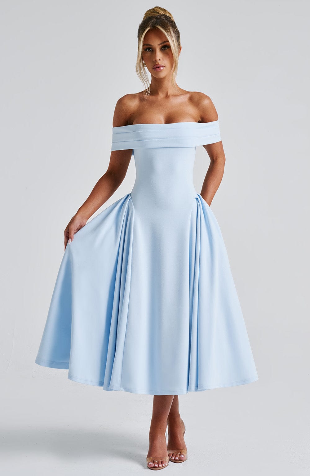 Robe mi-longue Miranda - Bleu