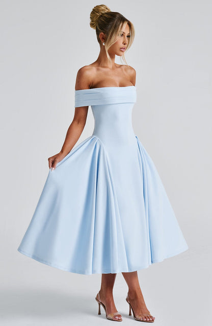 Robe mi-longue Miranda - Bleu