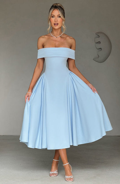 Robe mi-longue Miranda - Bleu