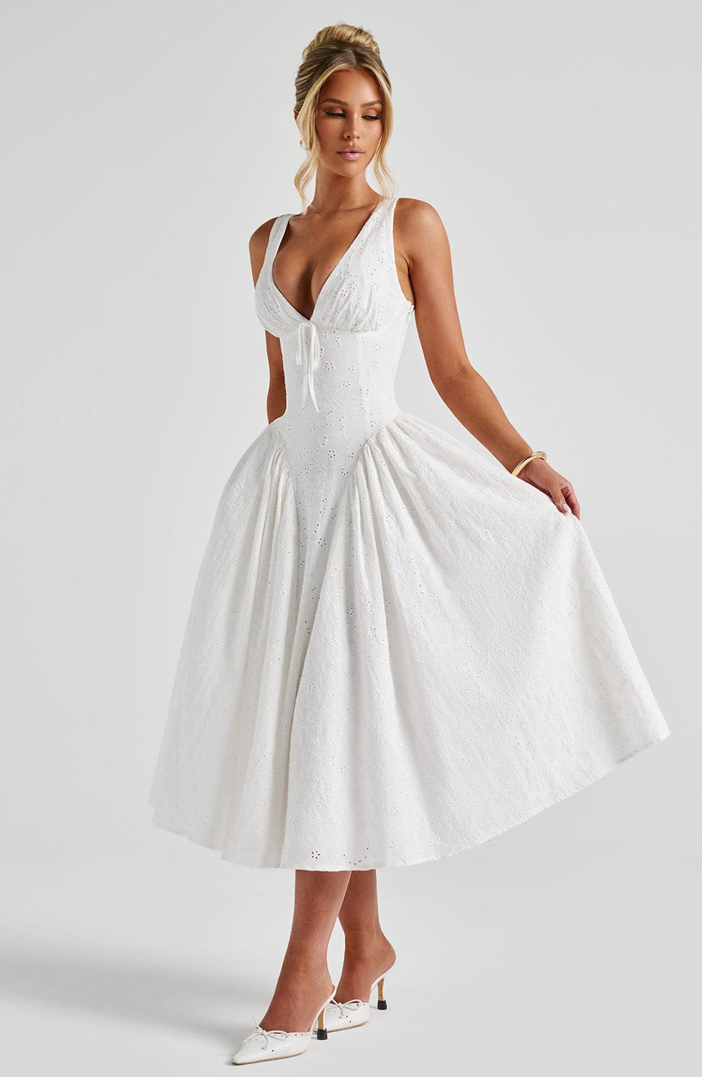 Robe mi-longue Monroe - Ivoire