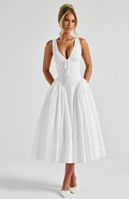 Robe mi-longue Monroe - Ivoire