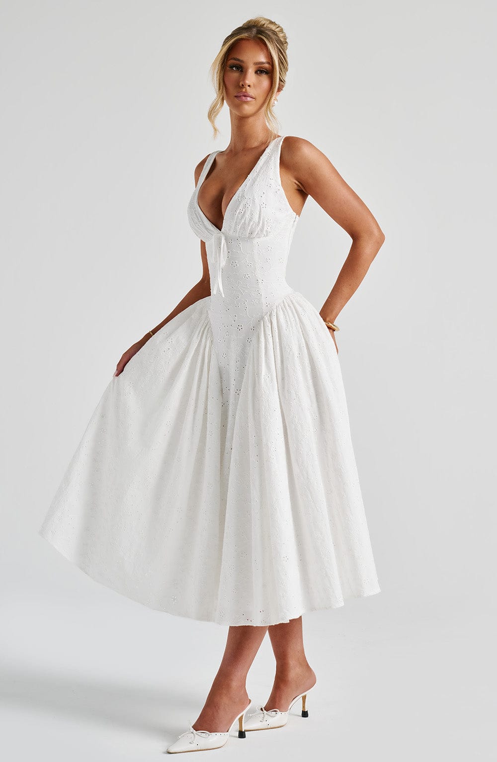 Robe mi-longue Monroe - Ivoire