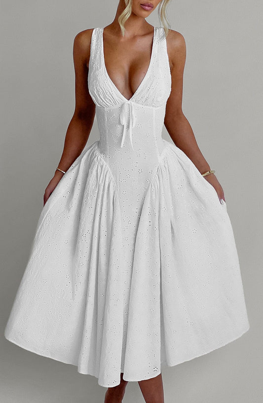 Robe mi-longue Monroe - Ivoire