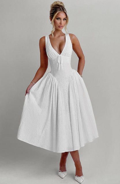 Robe mi-longue Monroe - Ivoire