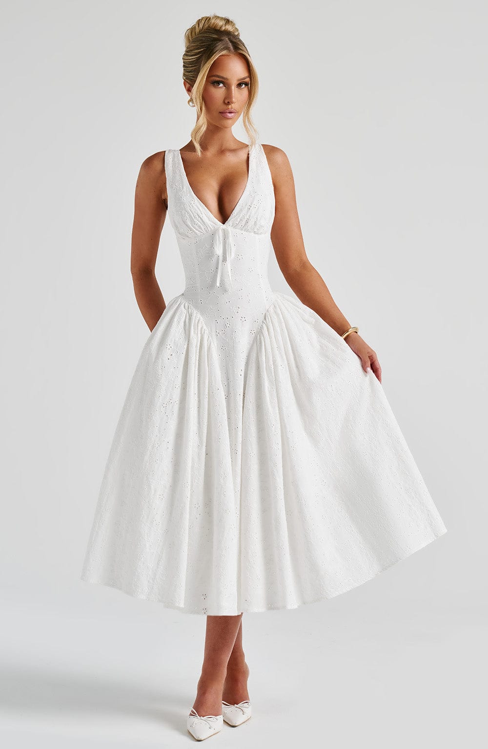 Robe mi-longue Monroe - Ivoire