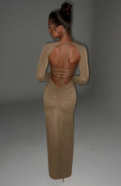 Nadia Maxi Dress - Gold Sparkle