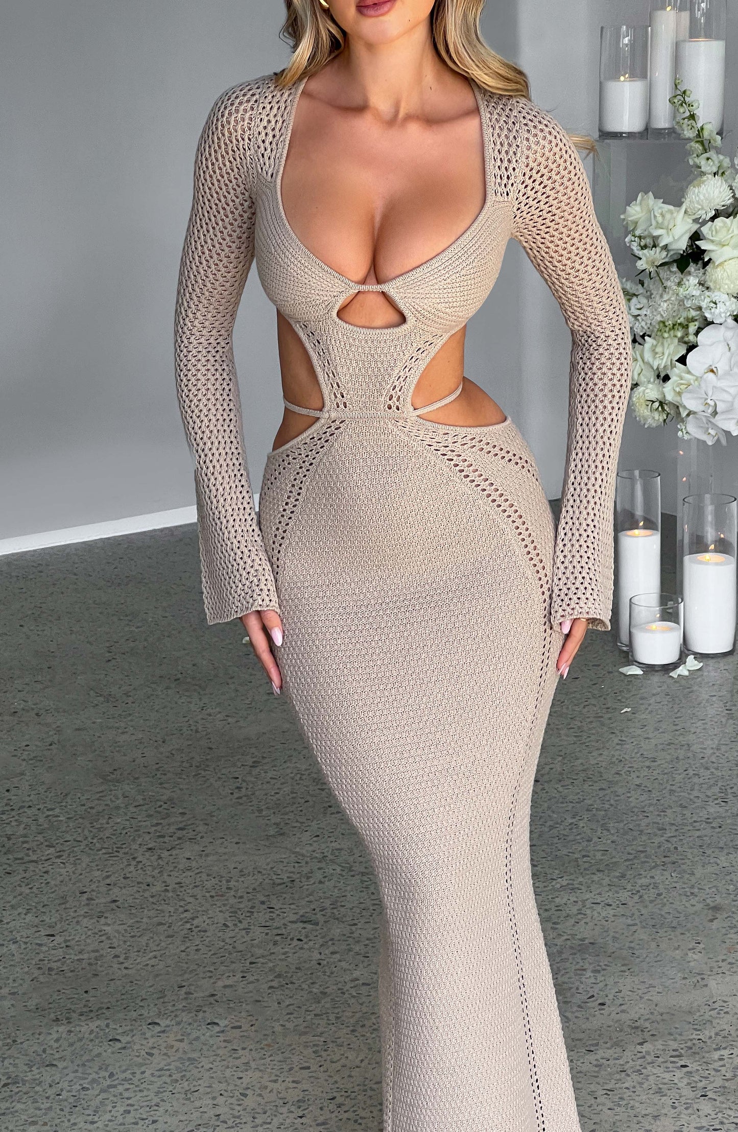 Robe longue Nadine - Beige