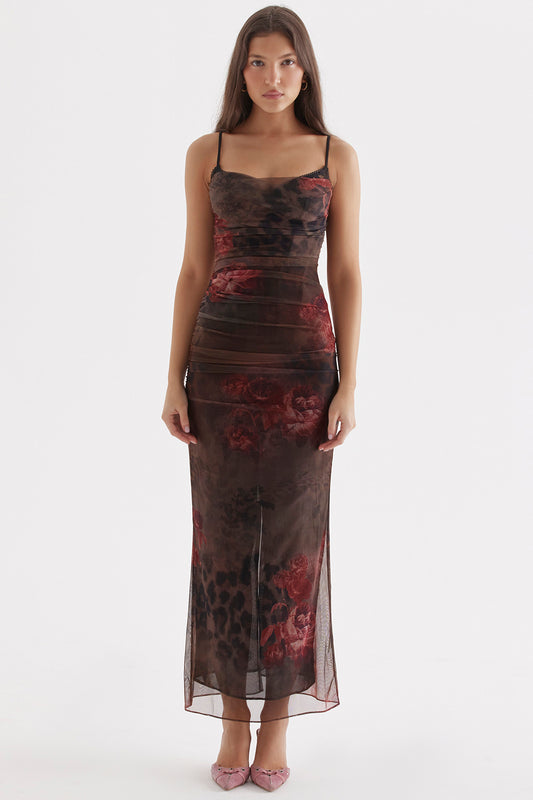 Naïla Robe Mi-Longue Imprimé Léopard