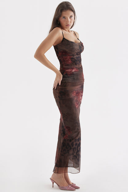 Naïla Robe Mi-Longue Imprimé Léopard