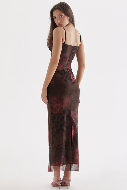 Naïla Robe Mi-Longue Imprimé Léopard