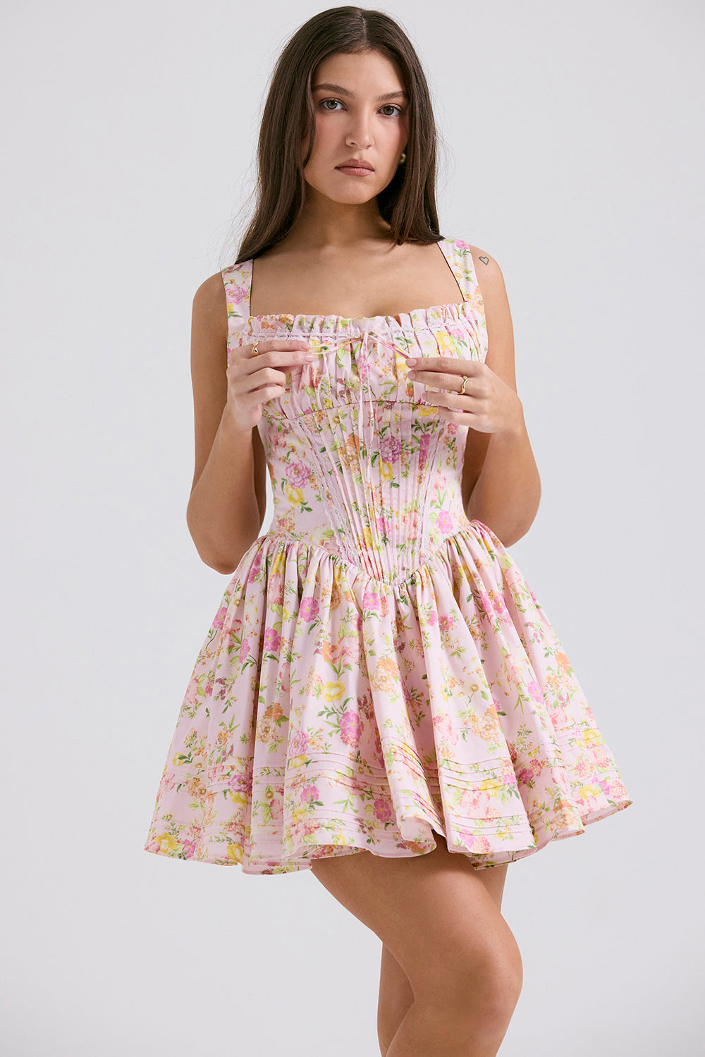 Rosalie Robe Courte — Fleuri Rose