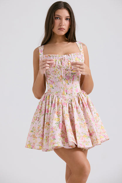 Rosalie Robe Courte — Fleuri Rose