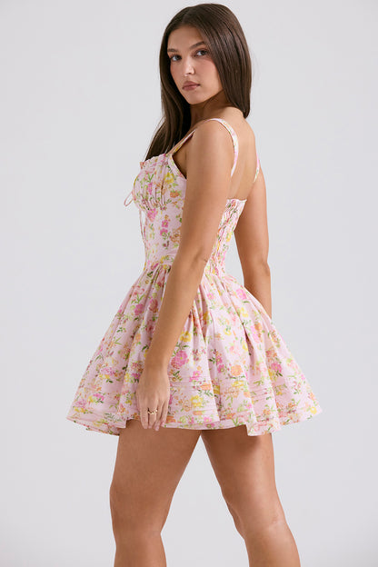 Rosalie Robe Courte — Fleuri Rose