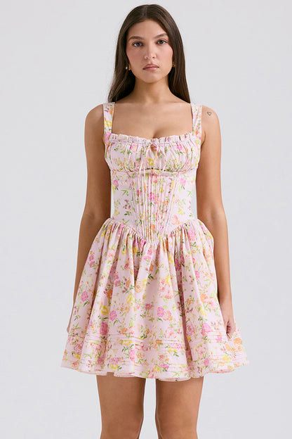 Rosalie Robe Courte — Fleuri Rose