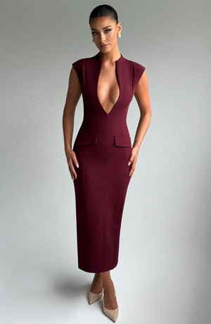 Nellie Midi Dress - Cherry Lacquer