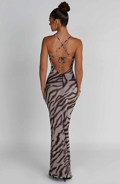 Nessa Maxi Dress - Zebra Print