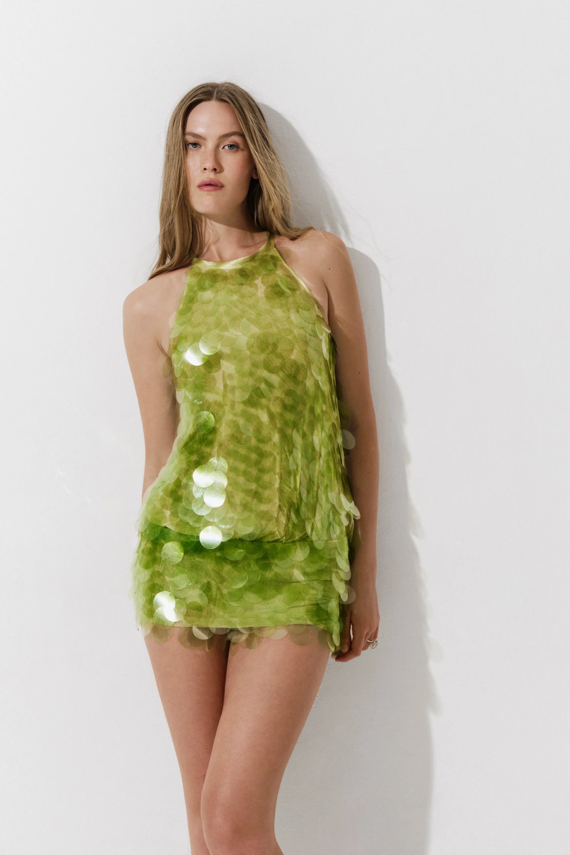 Ninon Robe Courte Vert Anis