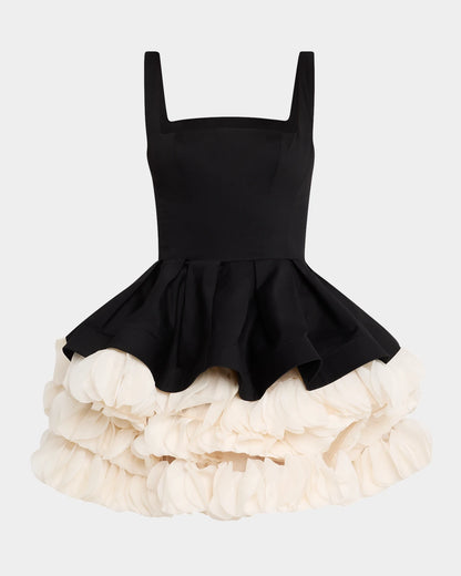 Léandra Robe Courte — Ébène & Plume d’Ivoire