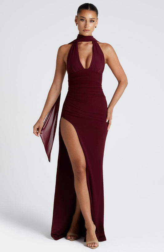 Robe longue Paulina - Laque cerise