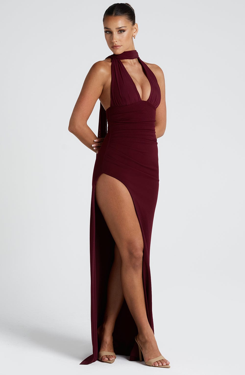 Robe longue Paulina - Laque cerise