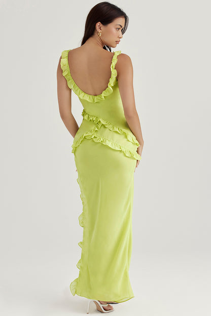Maëva Robe Longue Vert Citron