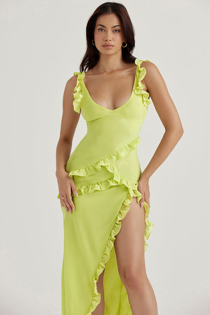 Maëva Robe Longue Vert Citron
