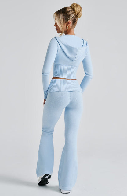 Portia Knit Hoodie - Baby Blue