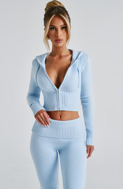 Sweat à capuche en tricot Portia - Bleu bébé