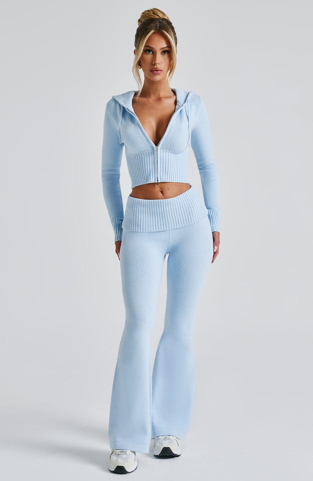 Portia Knit Hoodie - Baby Blue