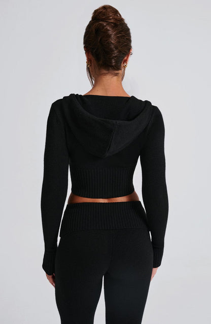 Portia Knit Hoodie - Black