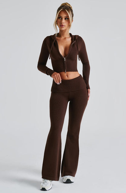 Portia Knit Hoodie - Chocolate