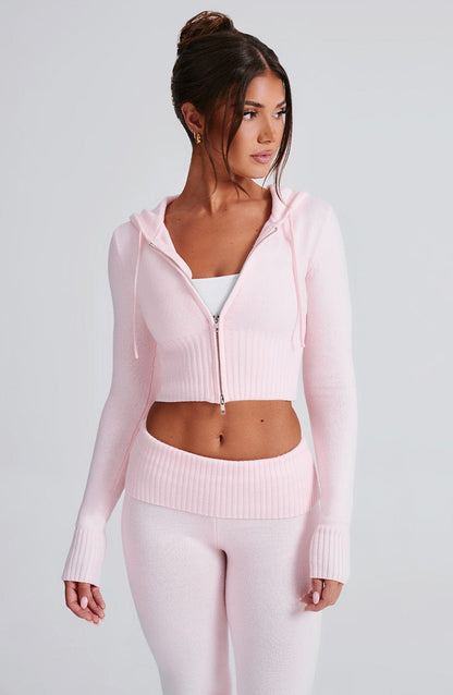 Portia Knit Hoodie - Pink