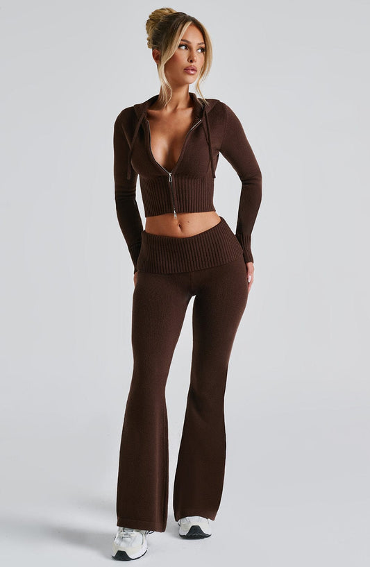 Pantalon en tricot Portia - Chocolat