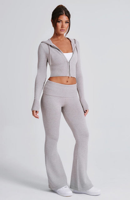 Pantalon en tricot Portia - Gris clair chiné