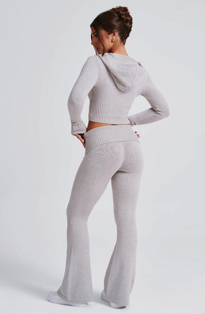 Pantalon en tricot Portia - Gris clair chiné