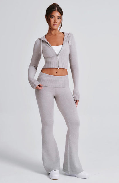 Pantalon en tricot Portia - Gris clair chiné