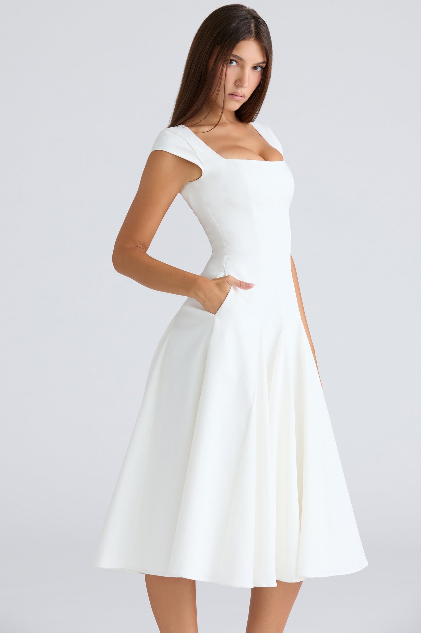 Constance Robe Mi-Longue Blanc