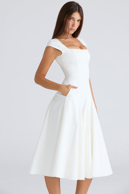 Constance Robe Mi-Longue Blanc