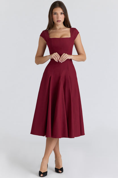 Constance Robe Mi-Longue Bordeaux