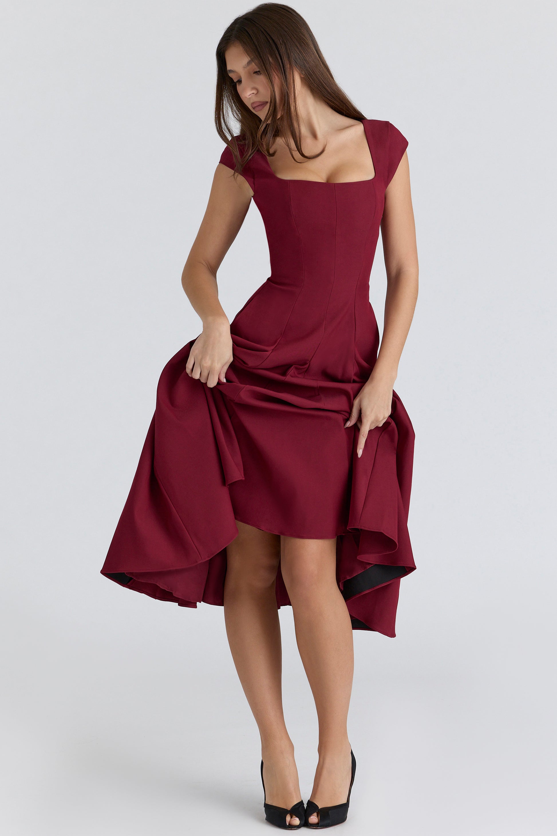 Constance Robe Mi-Longue Bordeaux