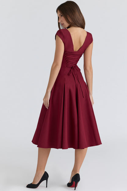 Constance Robe Mi-Longue Bordeaux