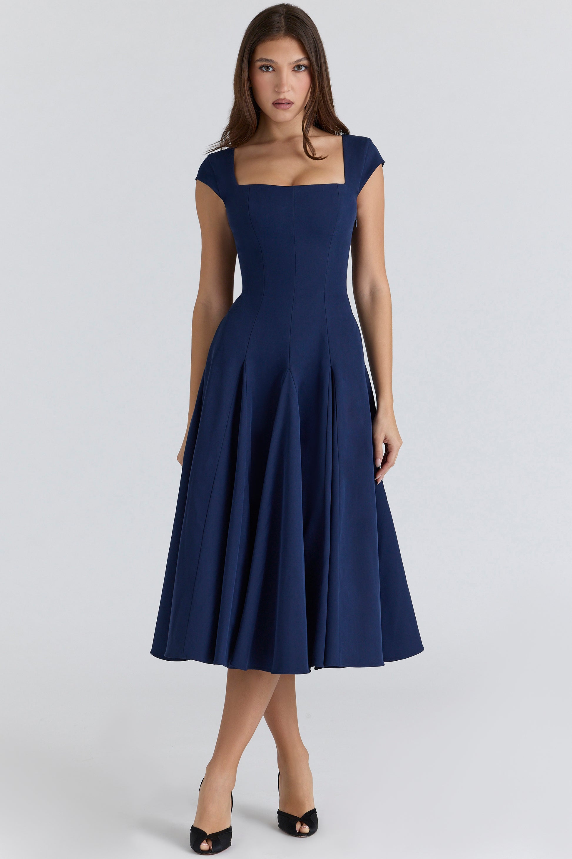 Constance Robe Mi-Longue Marine