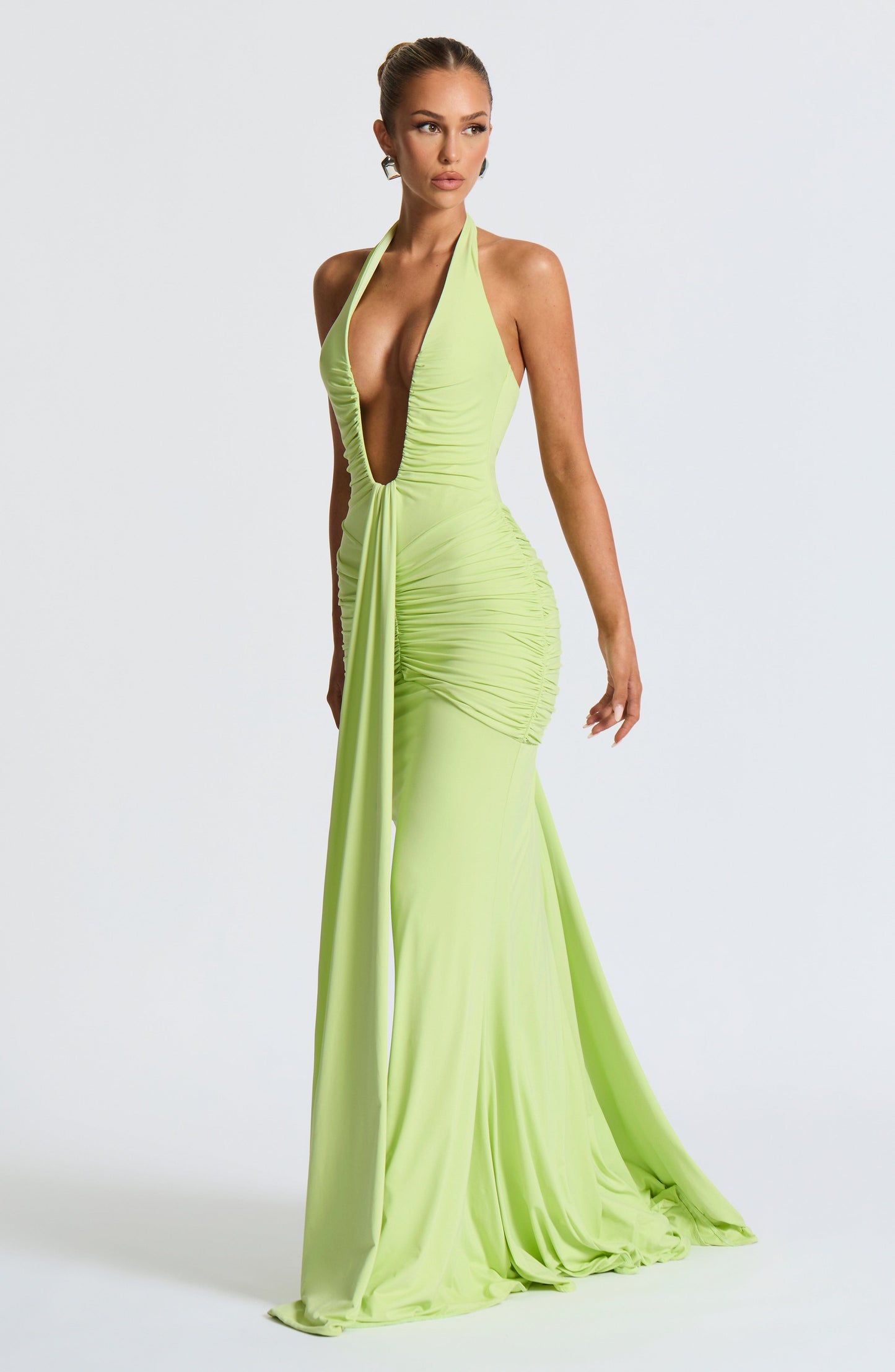 Roxane Robe Longue Vert Citron