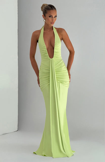 Roxane Robe Longue Vert Citron